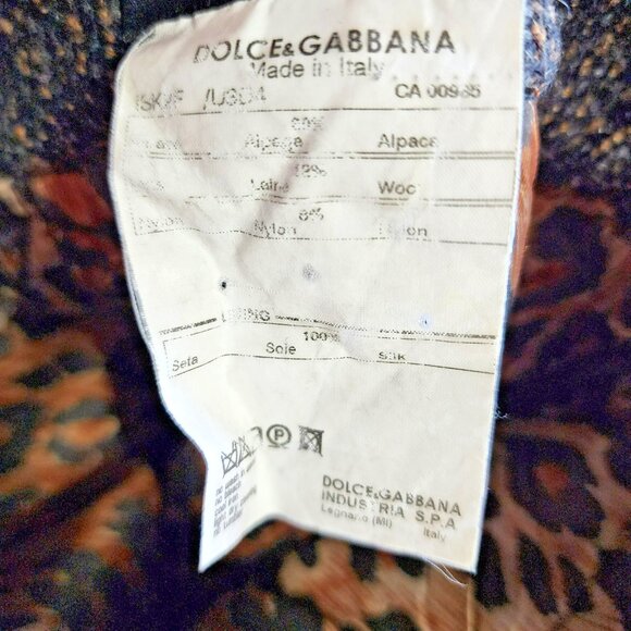 Dolce & Gabbana Brown Black Zip Skirt US8 IT44 Alpaca Wool Silk Slim Fit - Picture 4 of 6